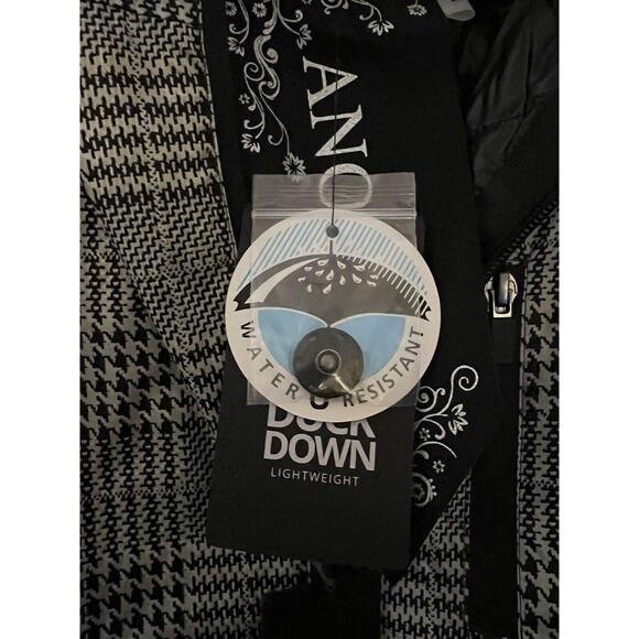 Anorak Womens Duck Down Feather Light Weight Long Puffer Houndstooth Size Medium - Picture 7 of 15